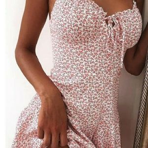 Mini Floral V Neck Spaghetti Strap Vacation Dress